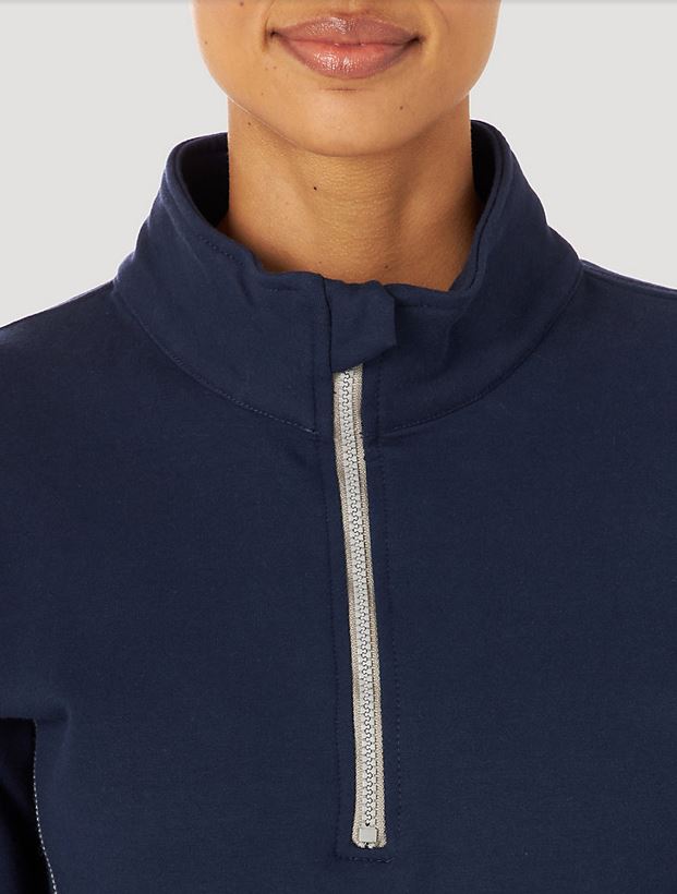 Wrangler Women's FR Quarter-Zip Pullover, Navy