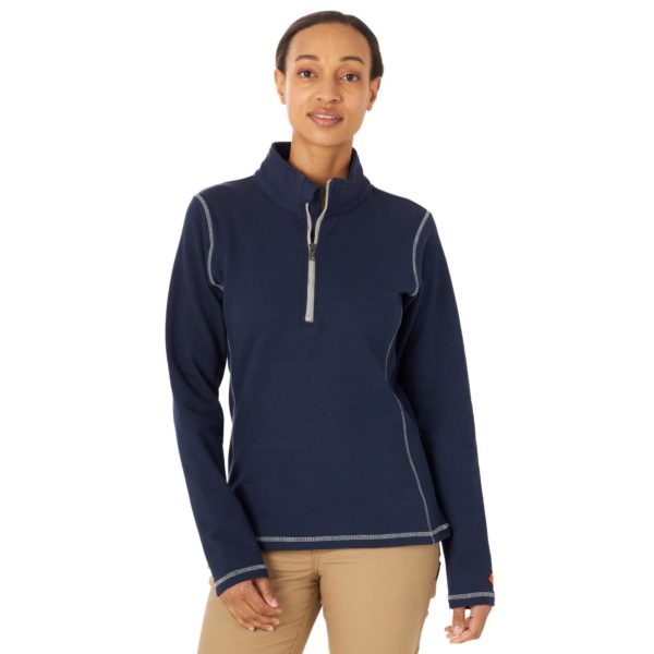 Womens Wrangler® FR Flame Resistant 1/4 Zip Pullover - Navy