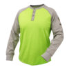 7 oz. Flame-Resistant Cotton Jersey Henley, Gray/Lime