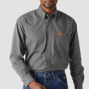 FLAME RESISTANT TWILL SOLID WORK SHIRT IN GREY
