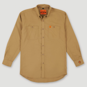 FLAME RESISTANT TWILL SOLID WORK SHIRT IN KHAKI