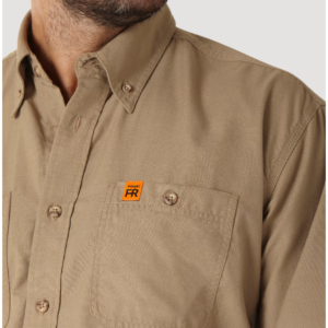 FLAME RESISTANT TWILL SOLID WORK SHIRT IN KHAKI